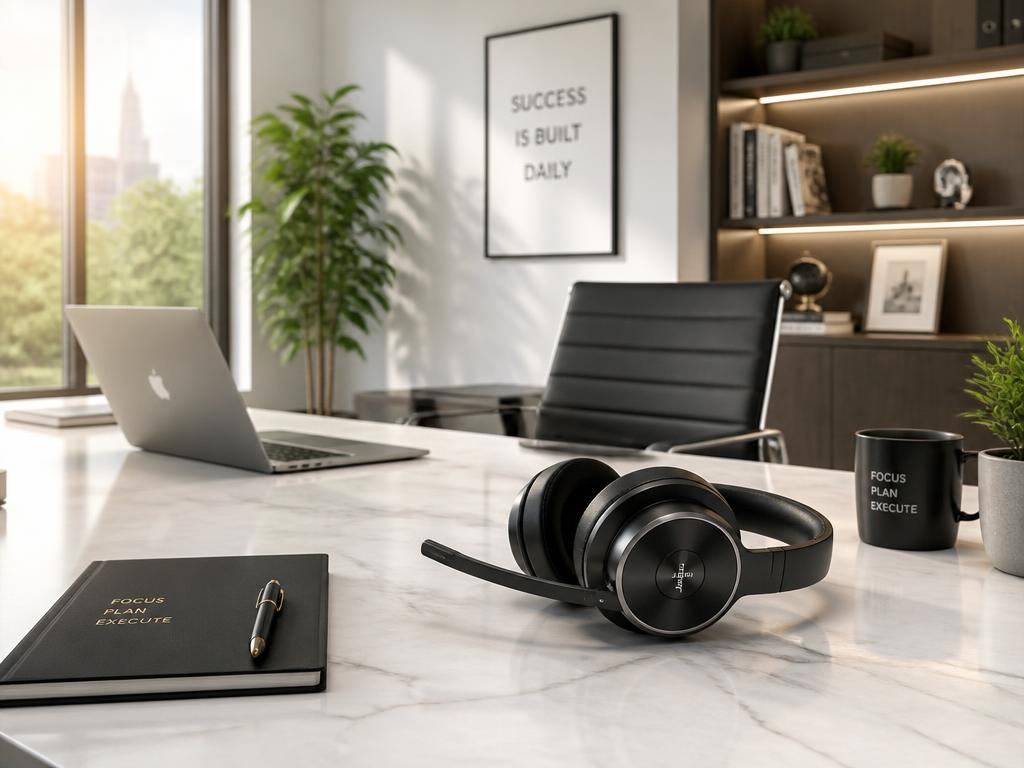 Modern kantoor met professionele headset